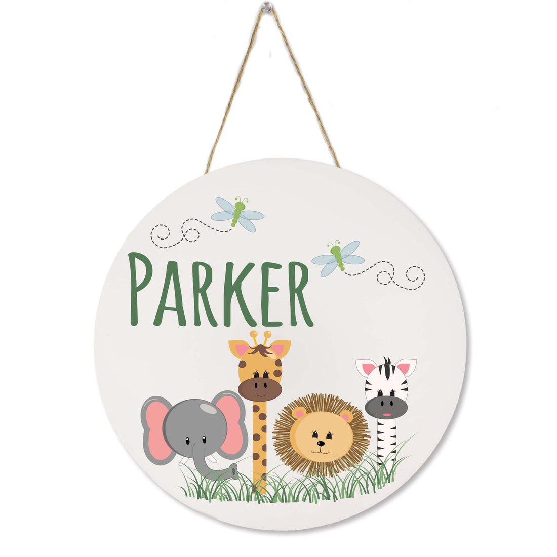 White Circle Sign - Jungle Safari Animals - MyBambino.com