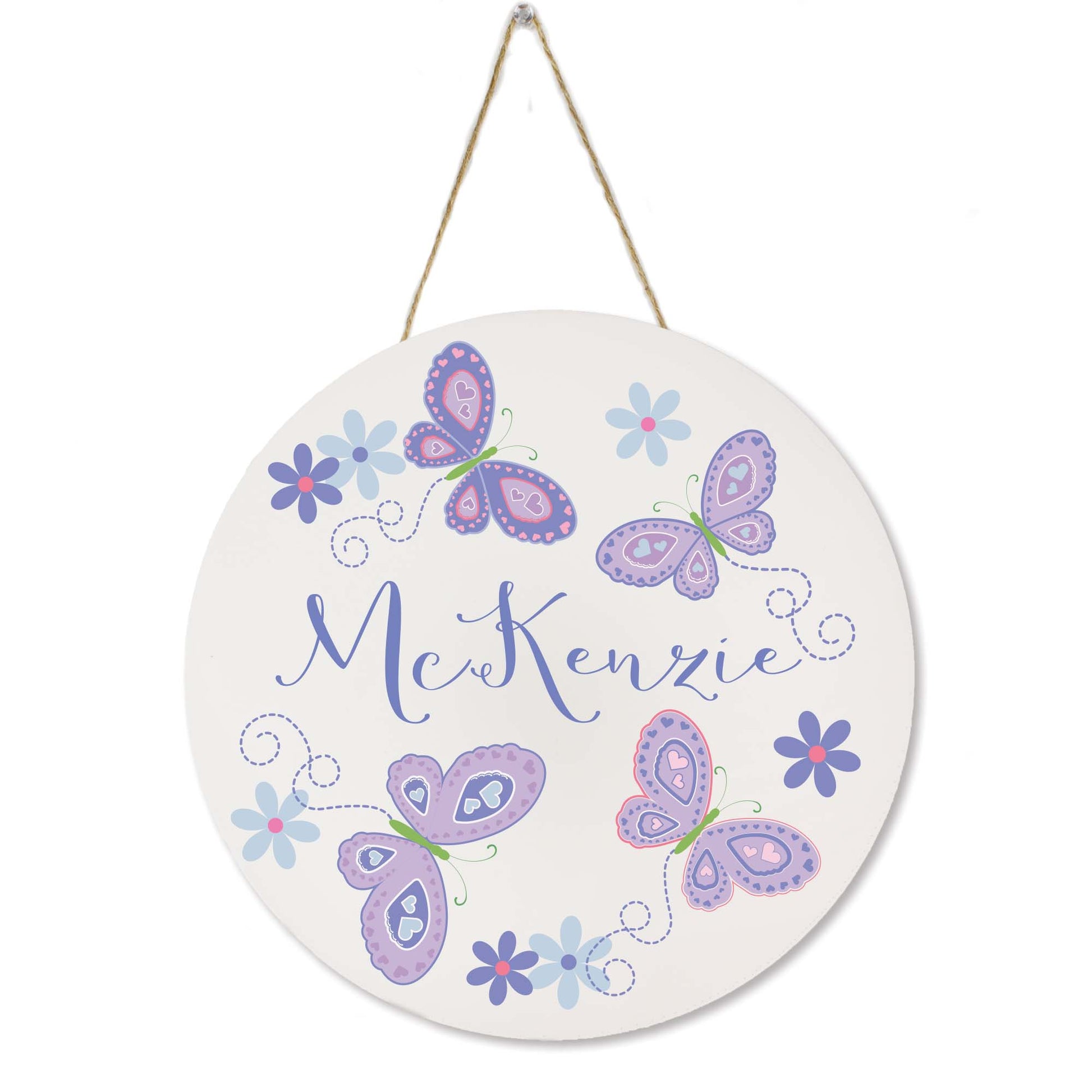 White Butterfly Circle Sign - Lavender - MyBambino.com