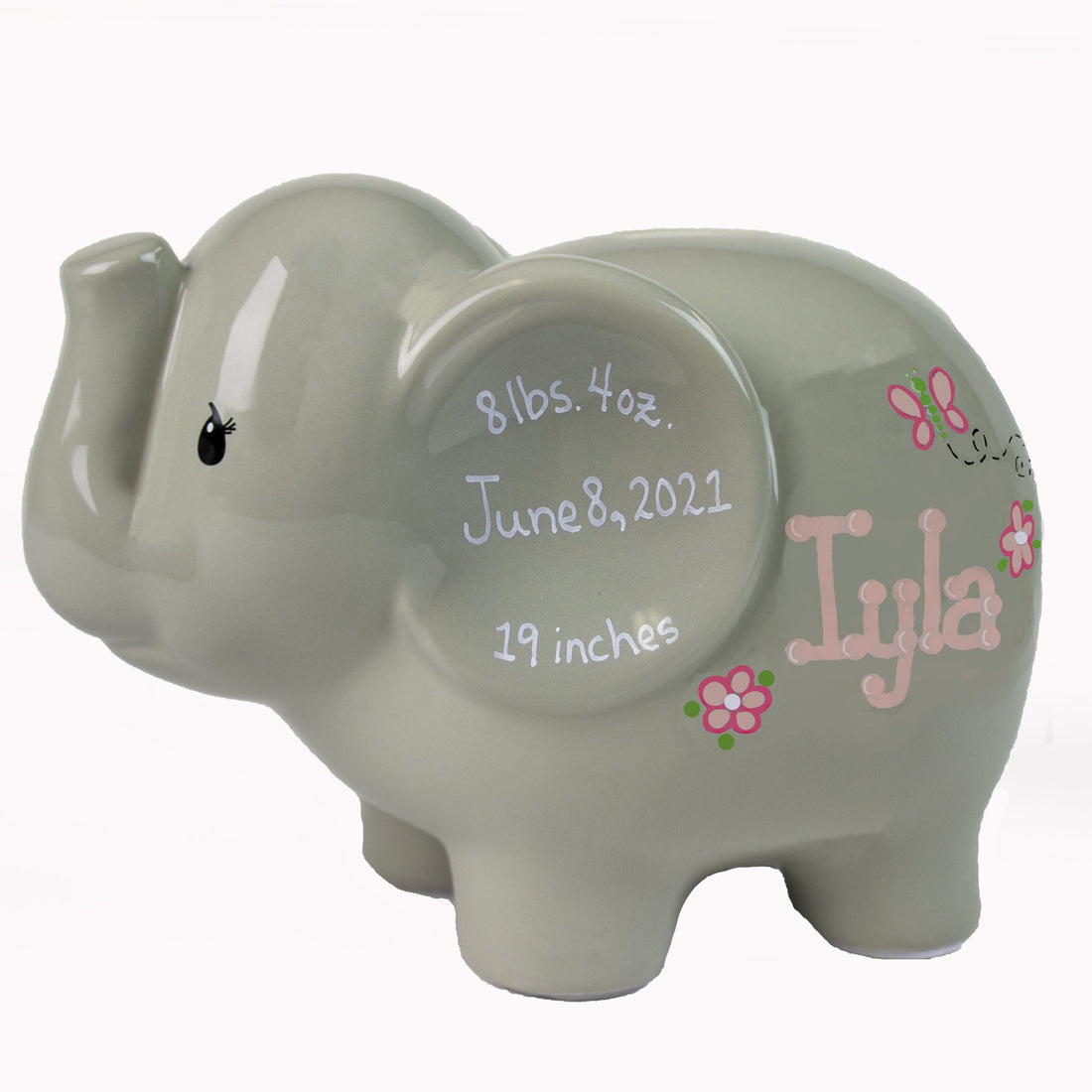 Boy Gray Personalized Elephant Bank - MyBambino.com