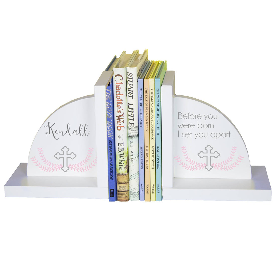 White Bookends - Pink Cross - MyBambino.com