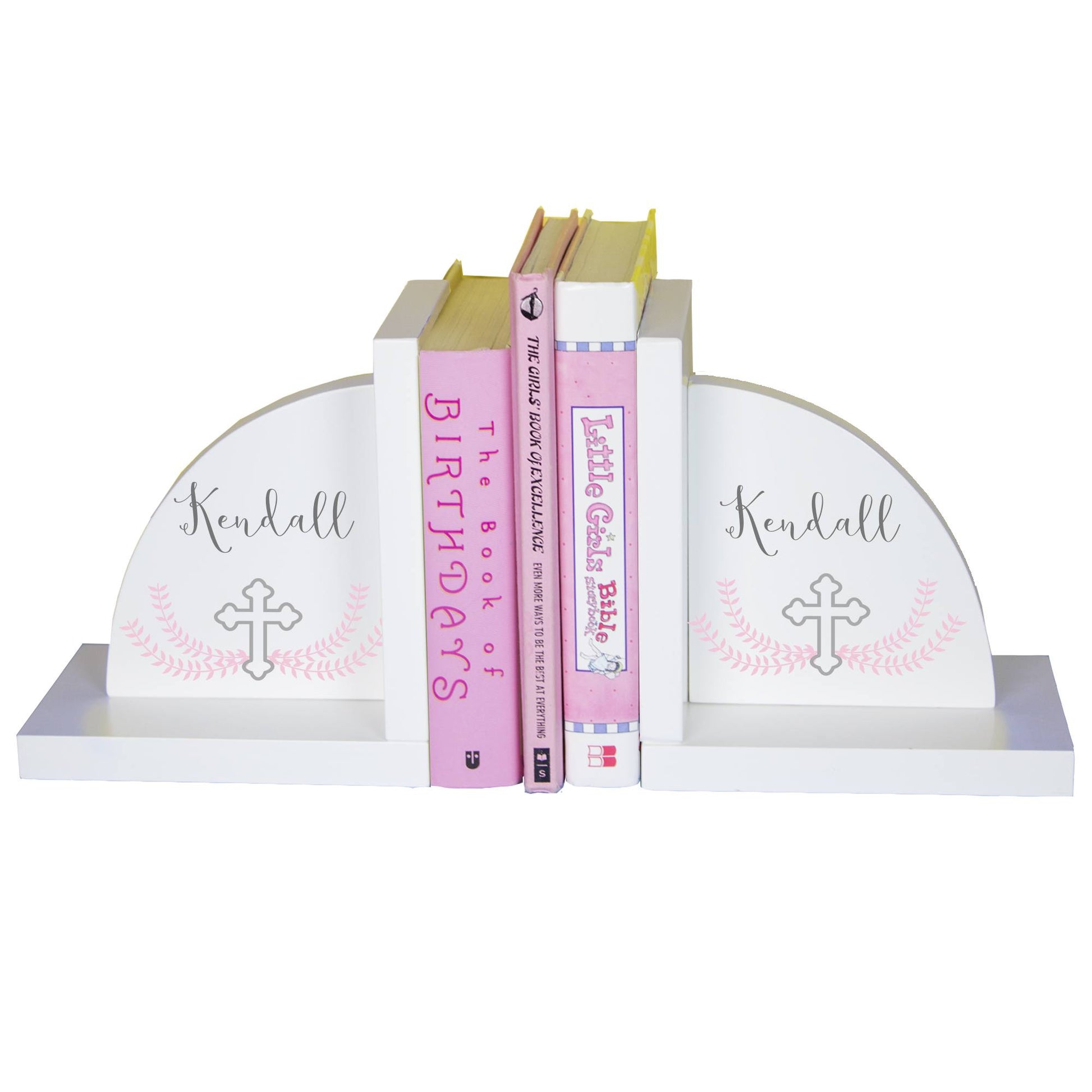 White Bookends - Pink Cross - MyBambino.com