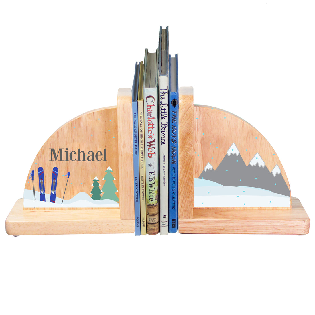 Wood Mountain Ski Bookends - MyBambino.com
