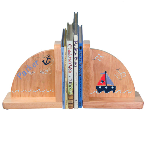 Hand Painted natural Wood Bookends