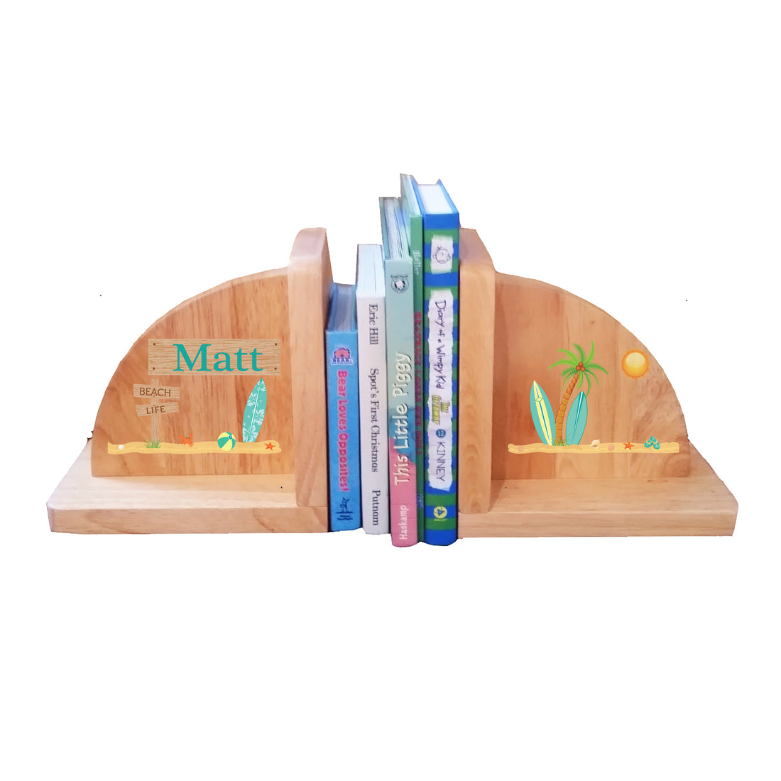 Natural Wood Surfs Up Bookends - MyBambino.com