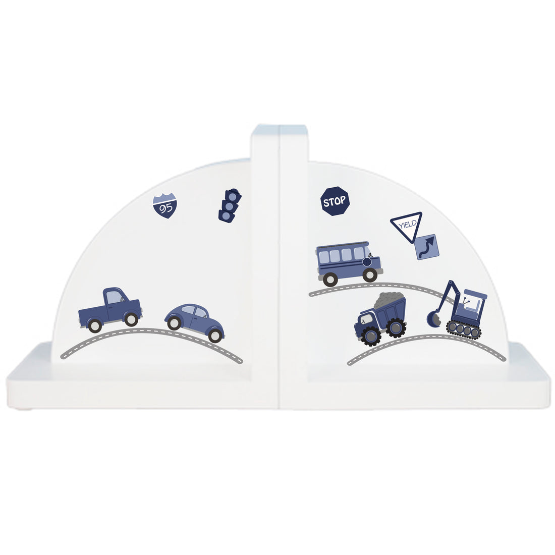 Personalized Transportation White Bookends - MyBambino.com