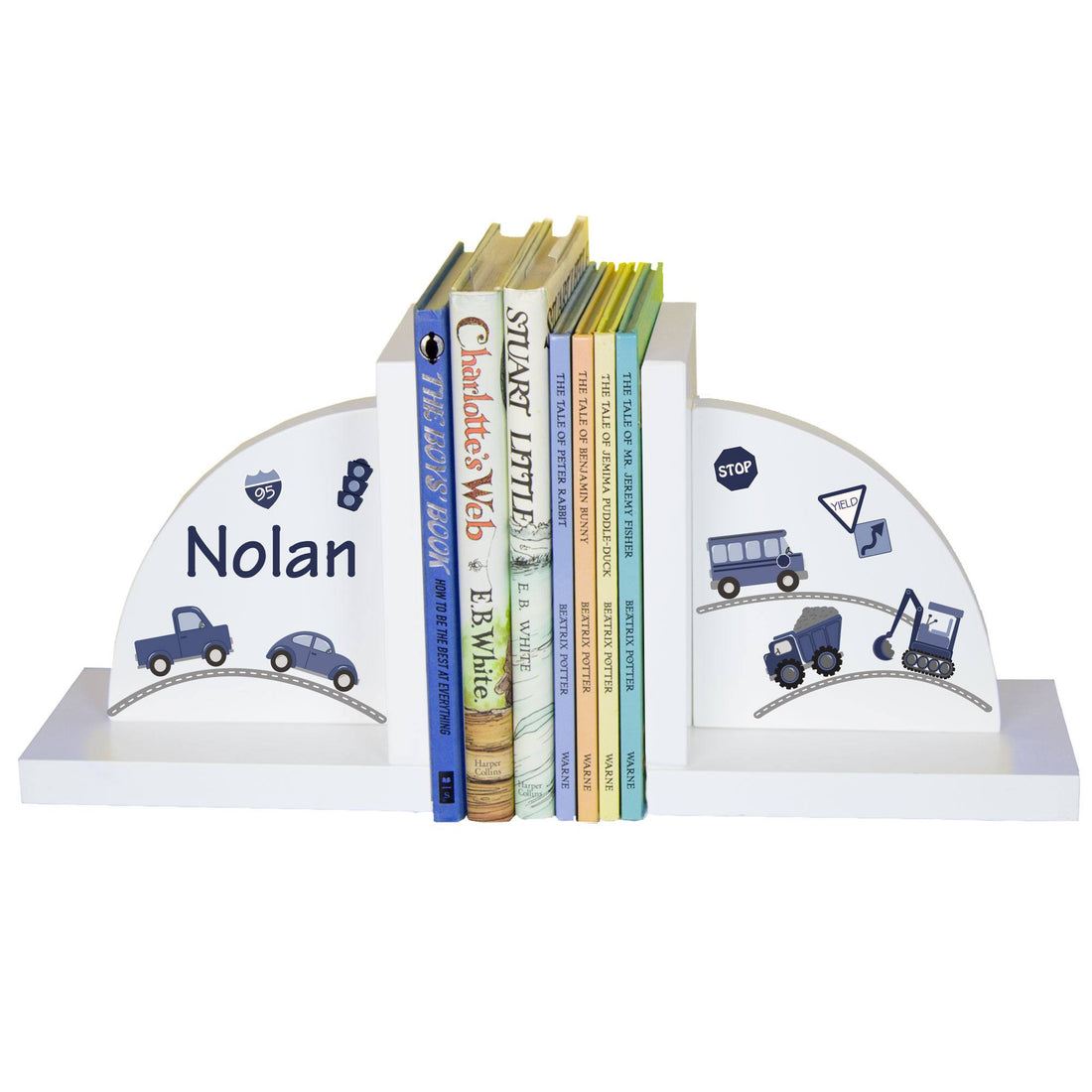 Personalized Transportation White Bookends - MyBambino.com