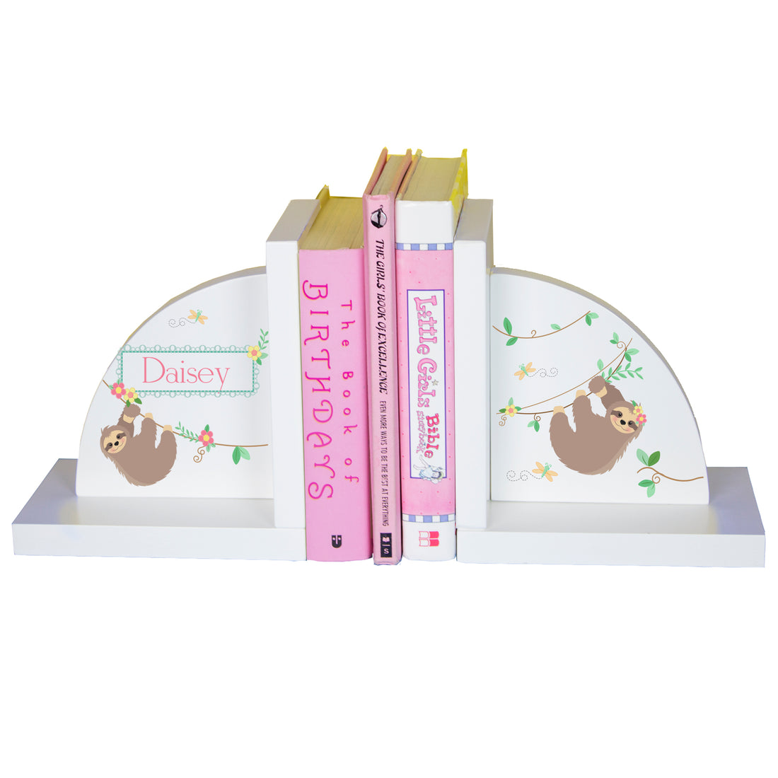 White Bookends - Floral Sloth - MyBambino.com