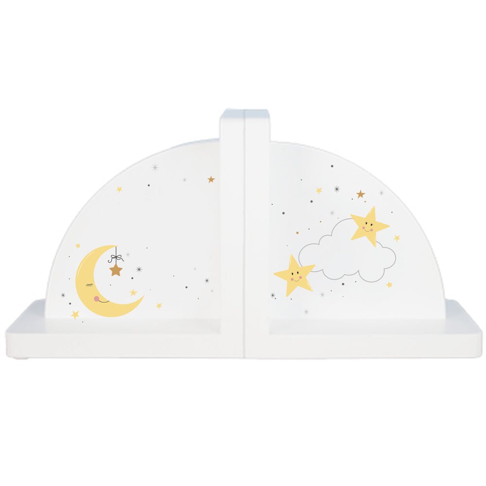 Personalized Celestial Moon White Bookends - MyBambino.com
