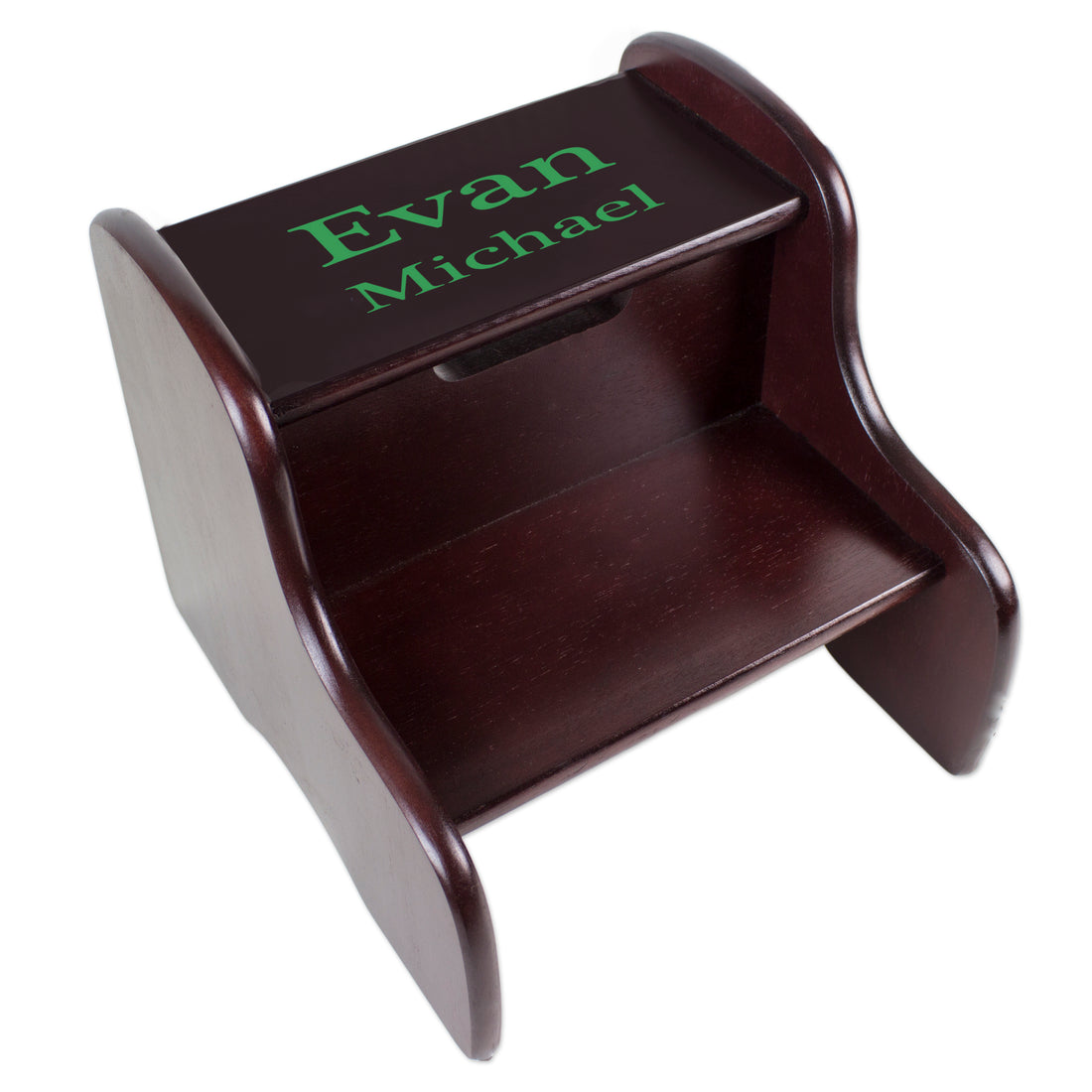 personalized espresso step stool with childs name