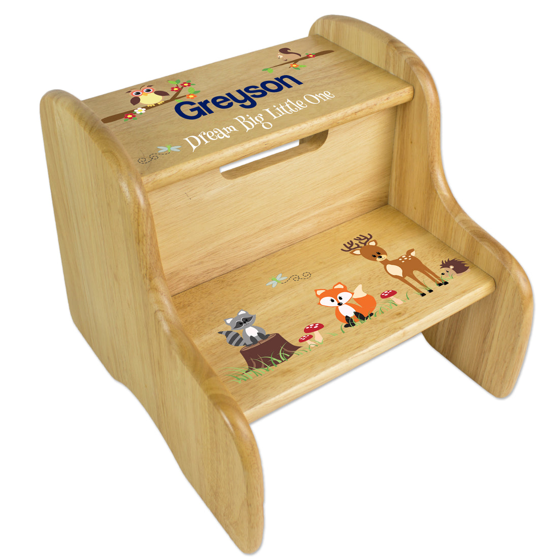 Woodland Animal Wood Two Step Stool - MyBambino.com