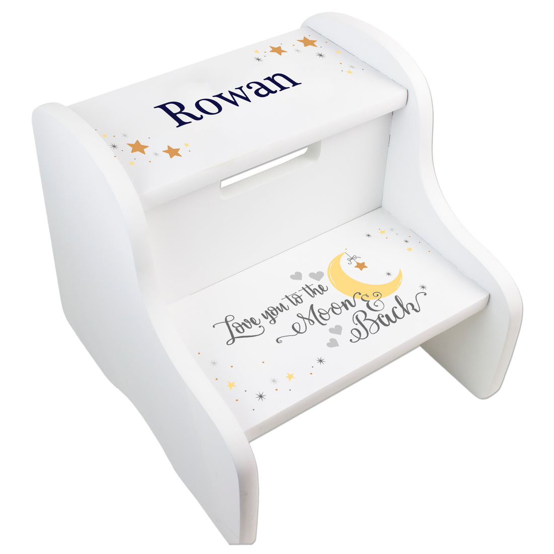 Love You To The Moon and Back White Two Step Stool - MyBambino.com