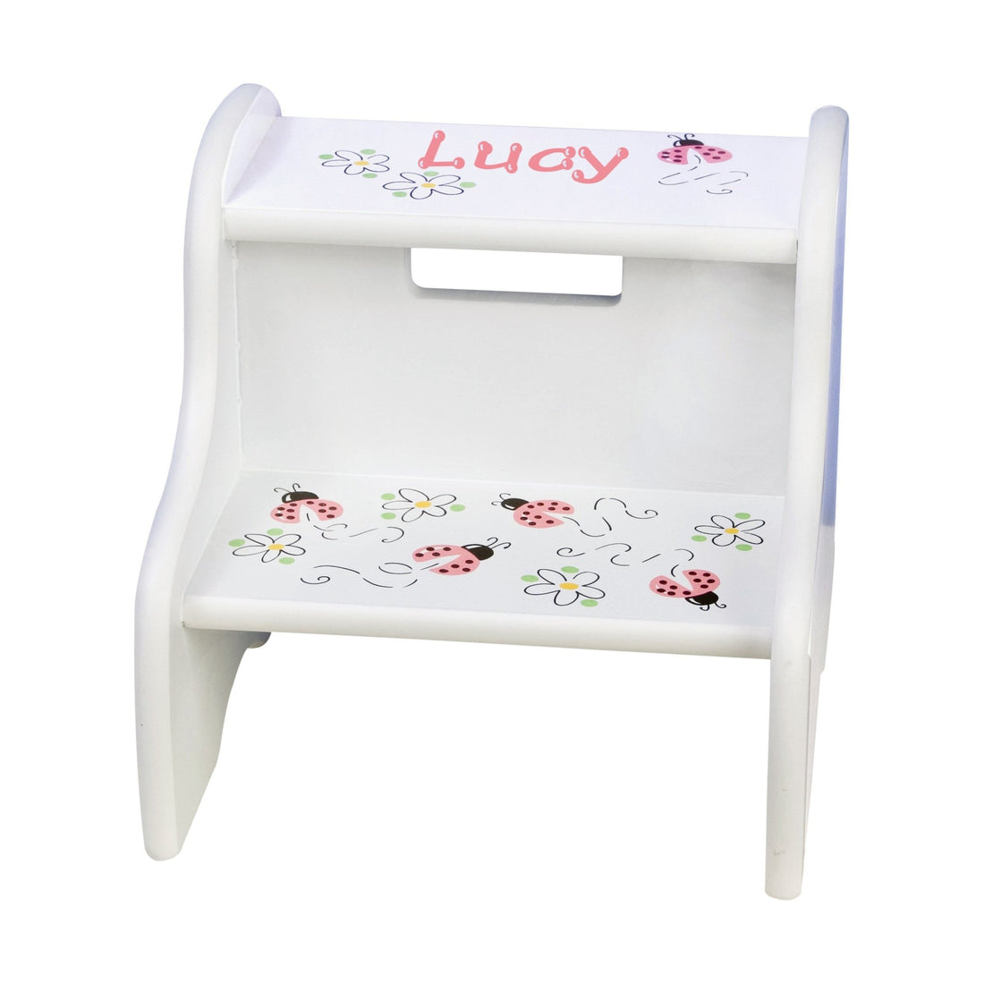 Hand Painted White Two Step Step Stool - MyBambino.com