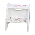 Hand Painted White Two Step Step Stool - MyBambino.com