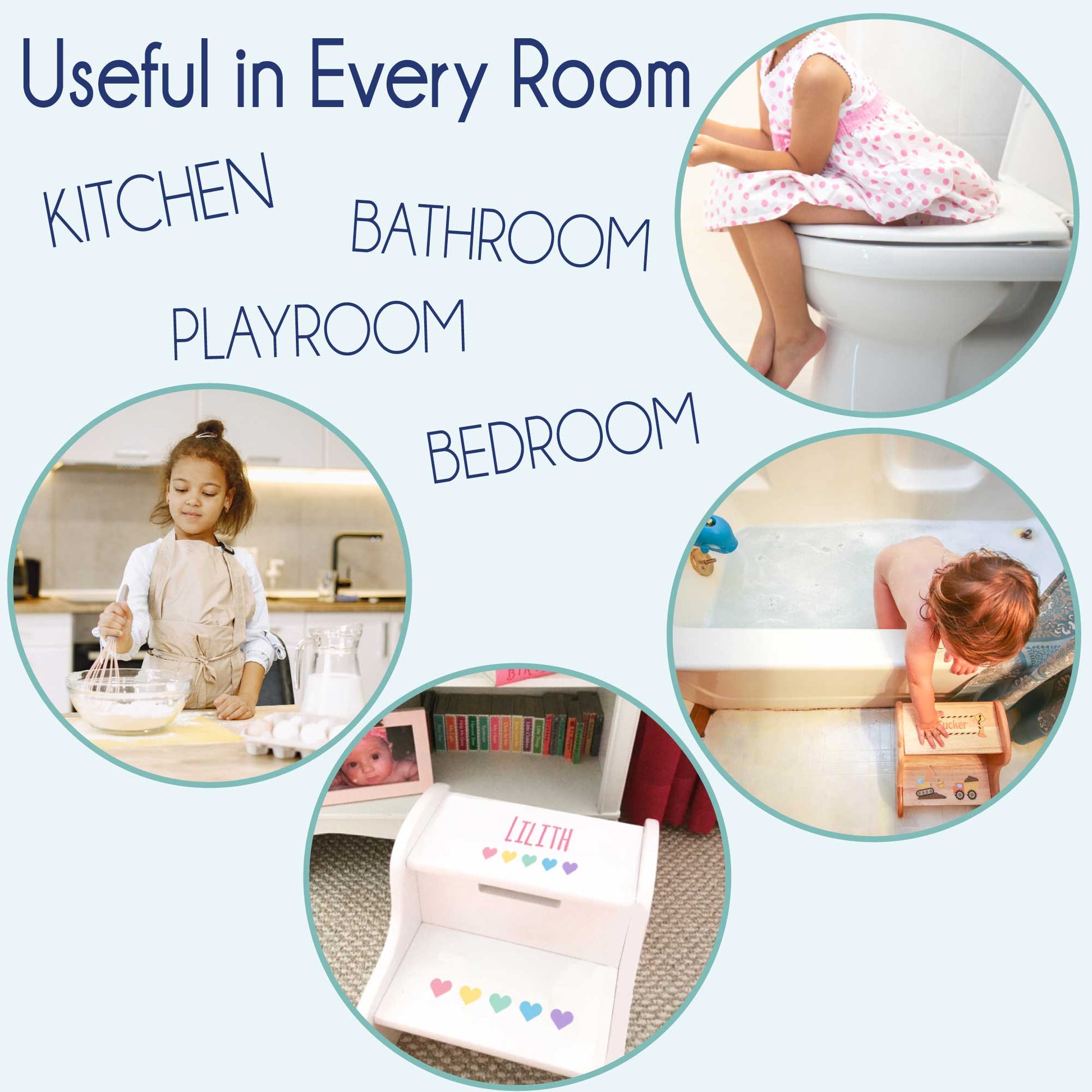 Personalized White Two Step Stool - Floral Bunny - MyBambino.com