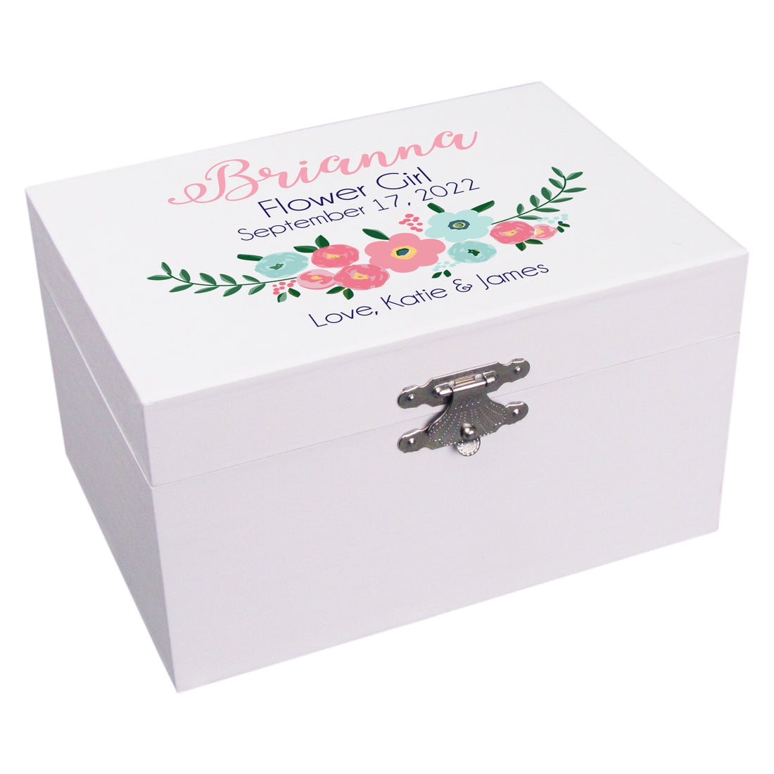 Teal Spring Floral Flower Girl Ballerina Jewelry Box - MyBambino.com