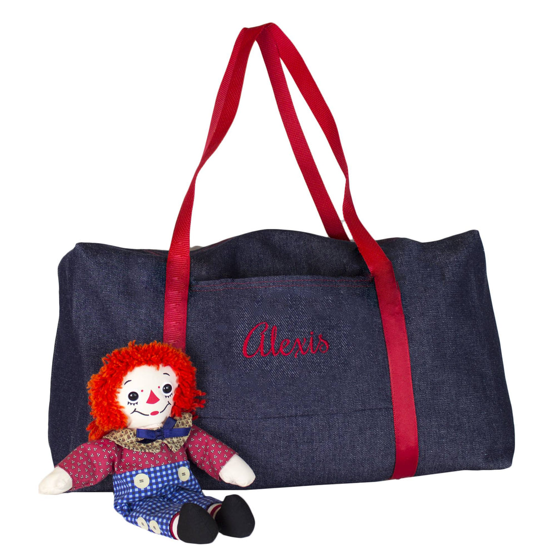 Embroidered Denim w/ Red Large Duffle - MyBambino.com