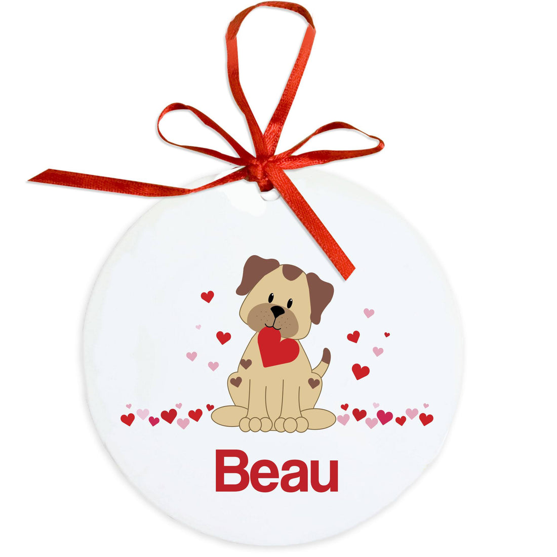 Personalized Round Ornament - Puppy Love - MyBambino.com