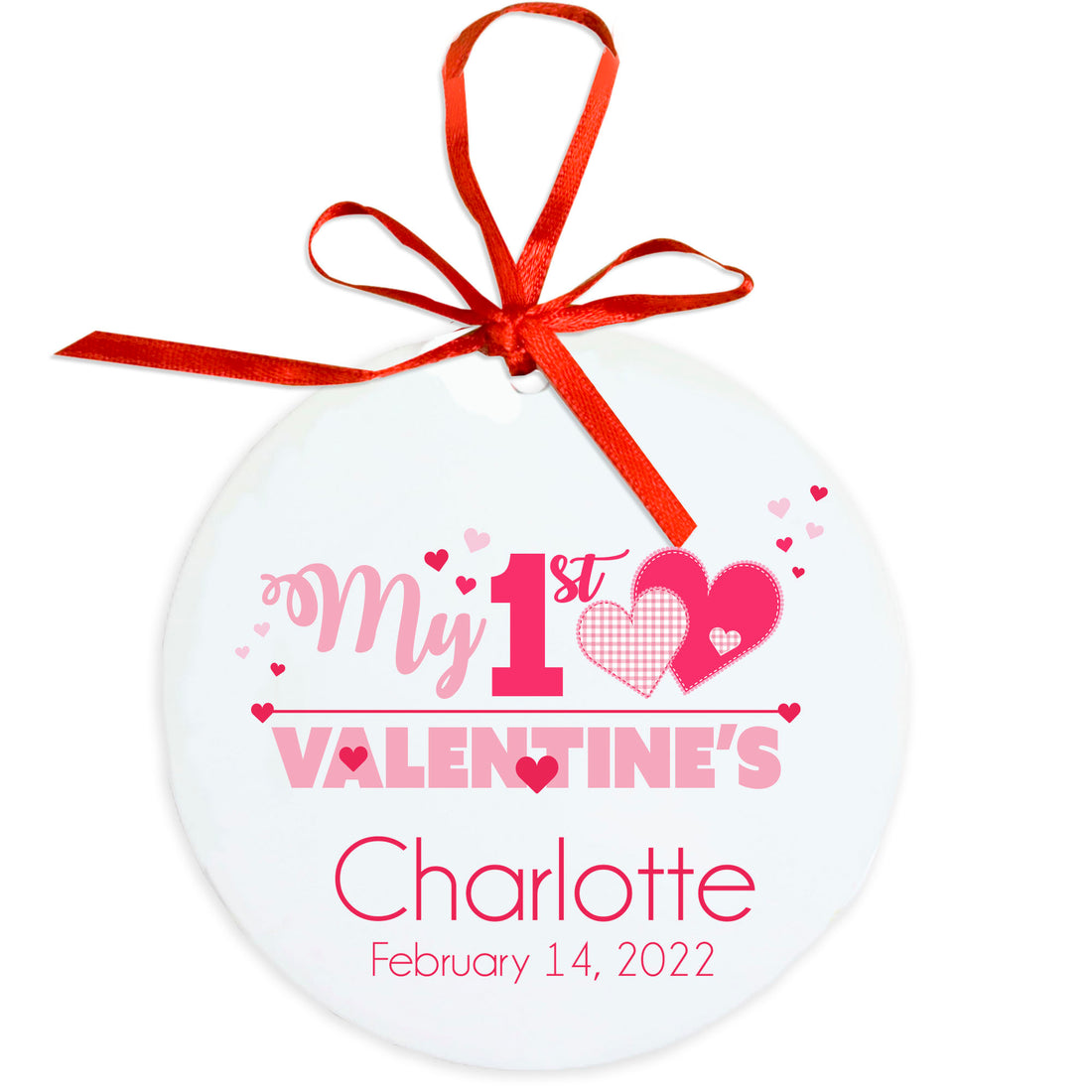 Personalized Round Ornament - My First Valentine's Day - MyBambino.com