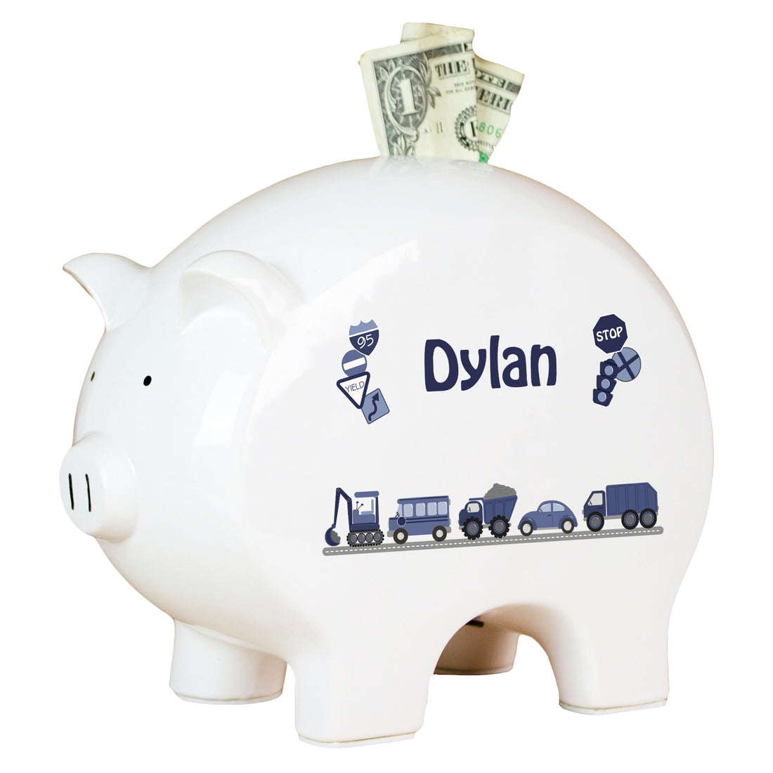 Personalized Transportation Piggy Bank