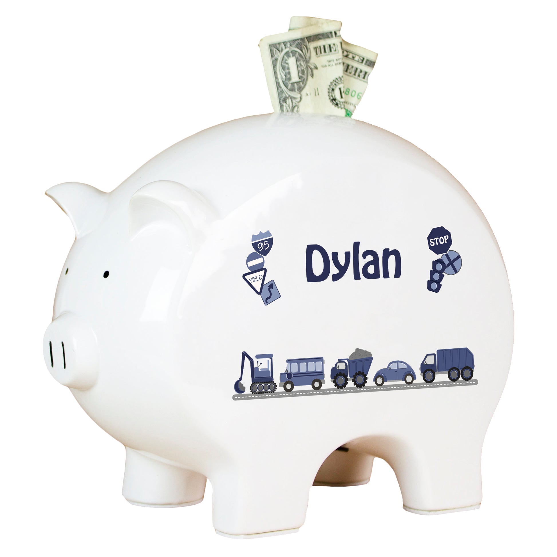Personalized Transportation Piggy Bank - MyBambino.com