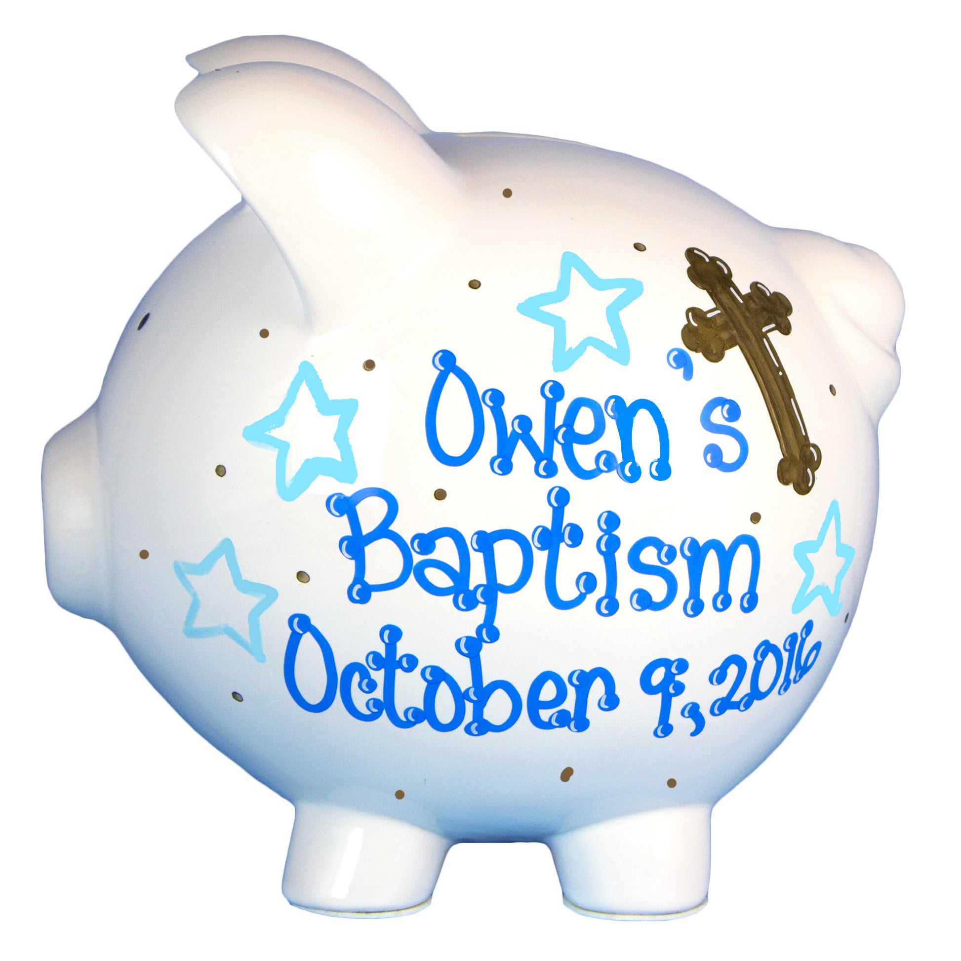 Personalized Baptism Cross Piggy Bank - MyBambino.com
