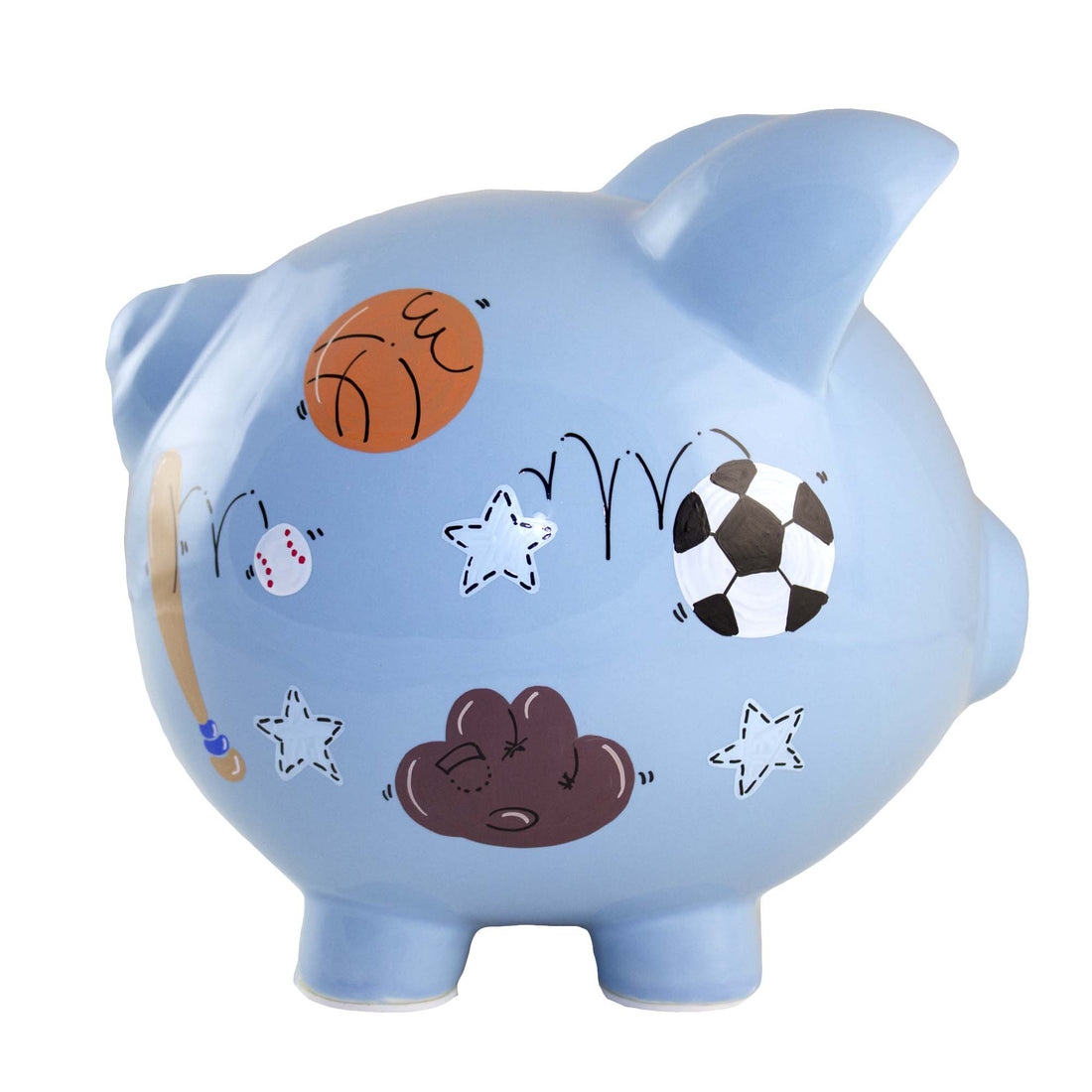 Hand Painted Blue Piggy Bank 2.0 - MyBambino.com