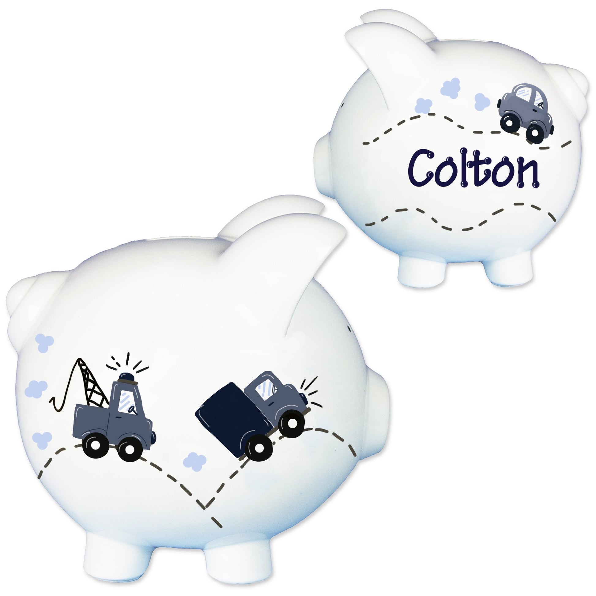 Hand Painted Transportation Piggy Bank - MyBambino.com