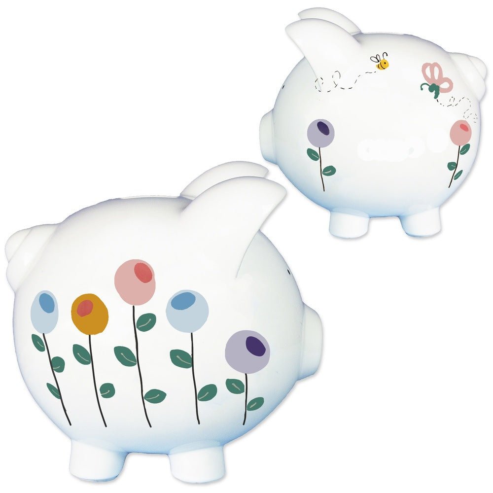 Hand Painted Retro Garden Piggy Bank - MyBambino.com