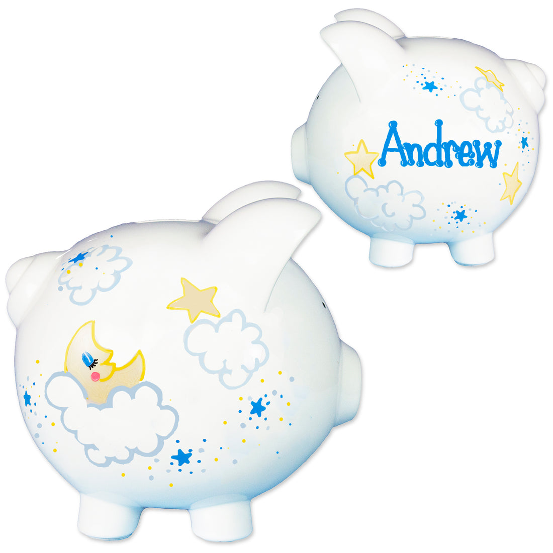 Hand Painted Moon and Stars Piggy Bank - MyBambino.com