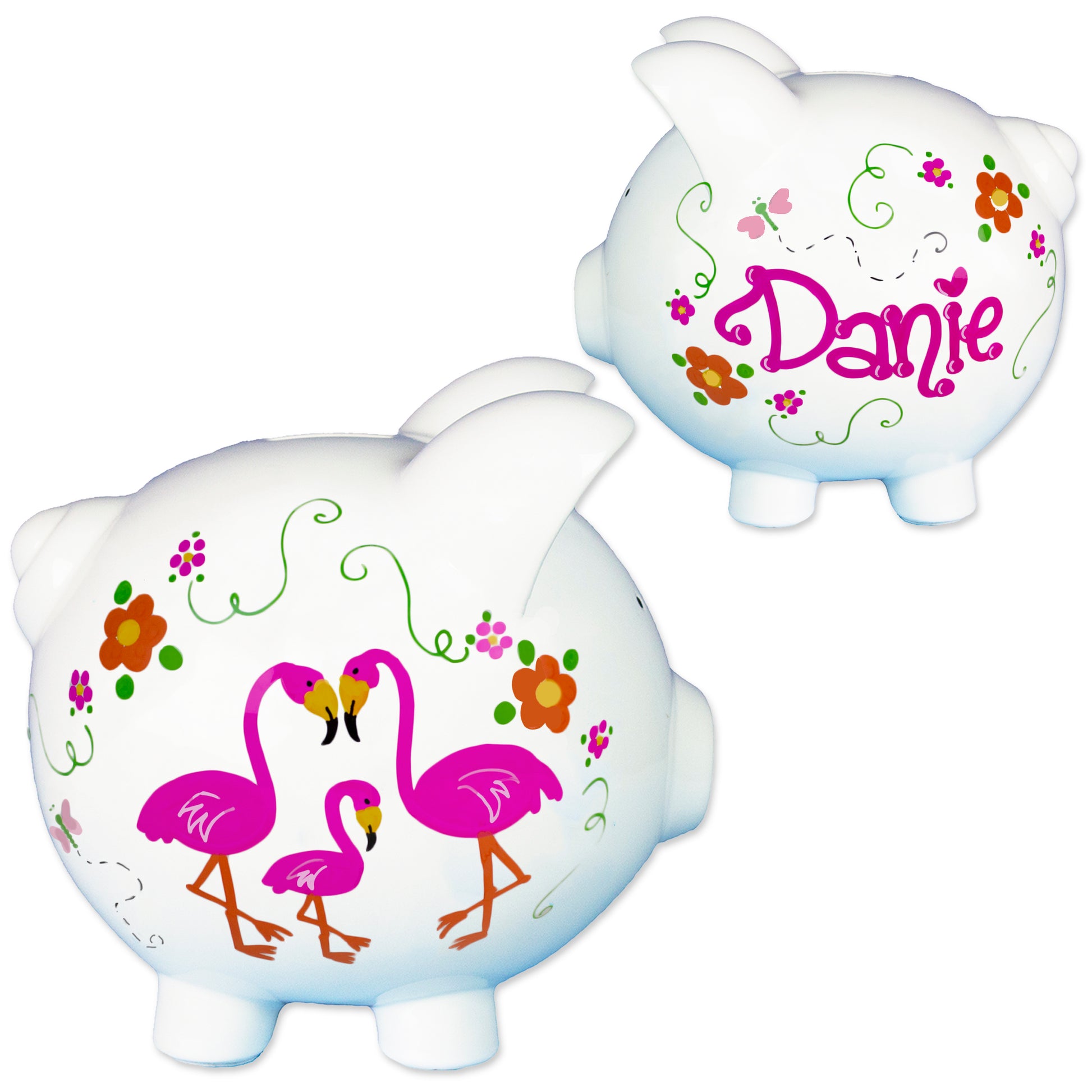 Hand Painted Pink Flamingo Piggy Bank - MyBambino.com