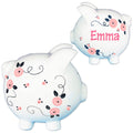 Hand Painted Pink Navy Rosie Posie Piggy Bank - MyBambino.com