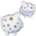 Hand Painted Lavender Gray Polka Dot Piggy Bank - MyBambino.com