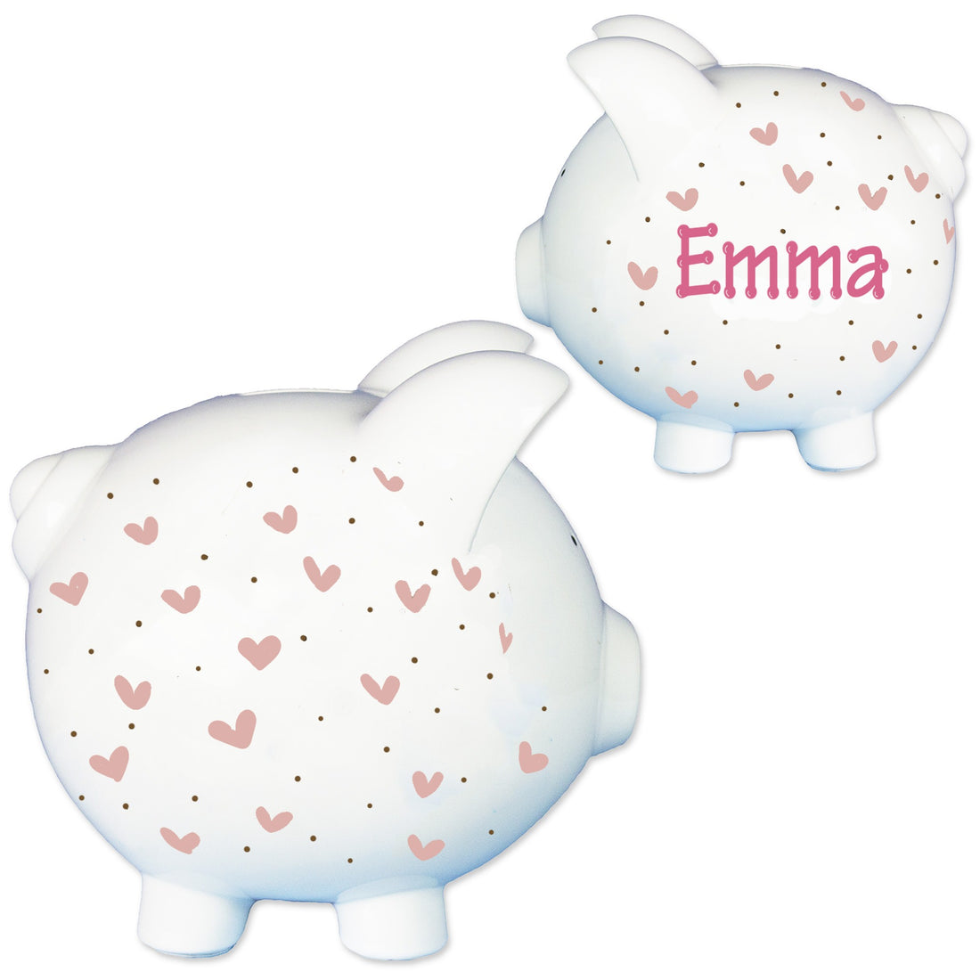 Hand Painted Dainty Hearts Piggy Bank - MyBambino.com