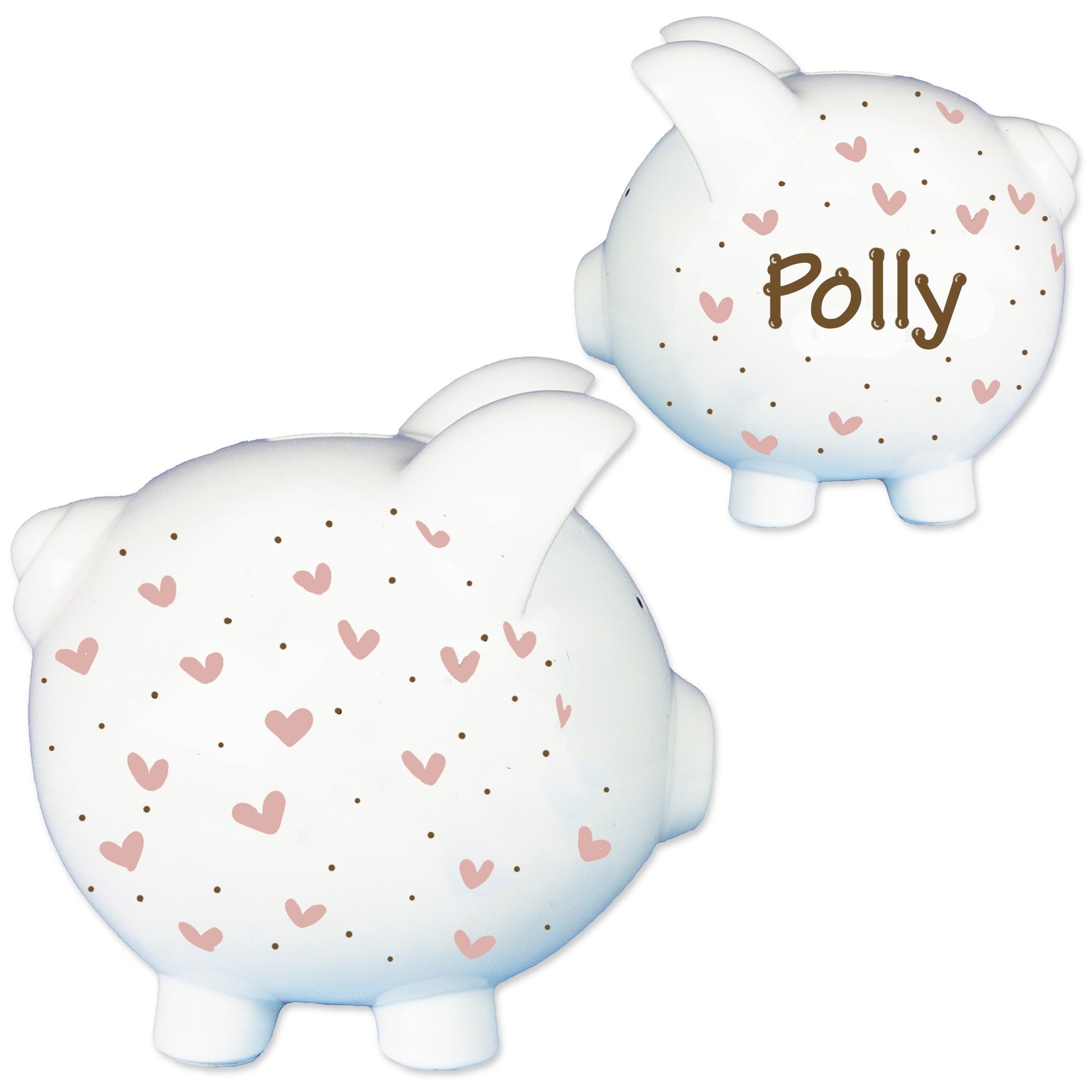 Hand Painted Dainty Hearts Piggy Bank - MyBambino.com