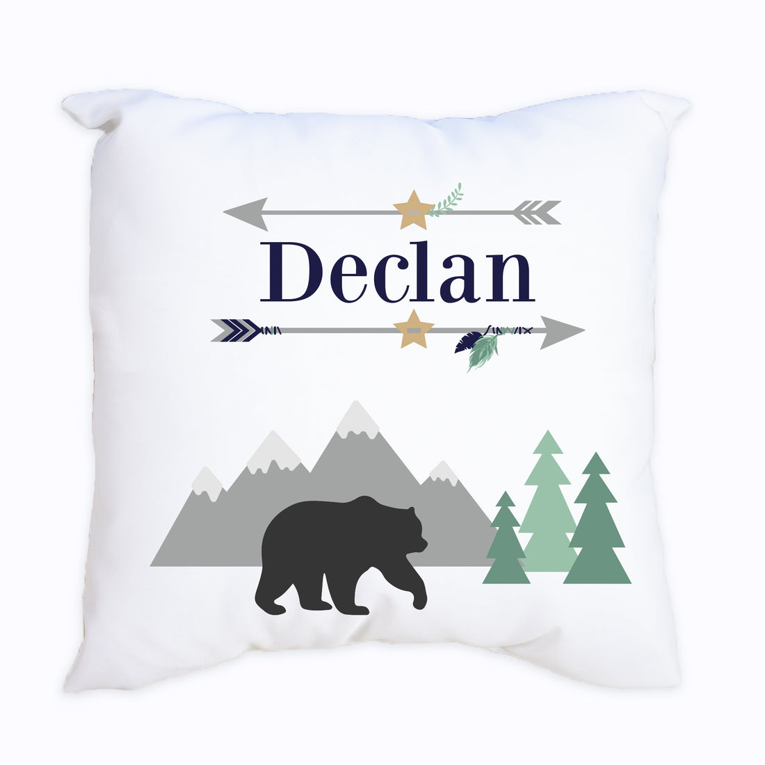 Personalized Mountain Bear Throw Pillowcase - MyBambino.com