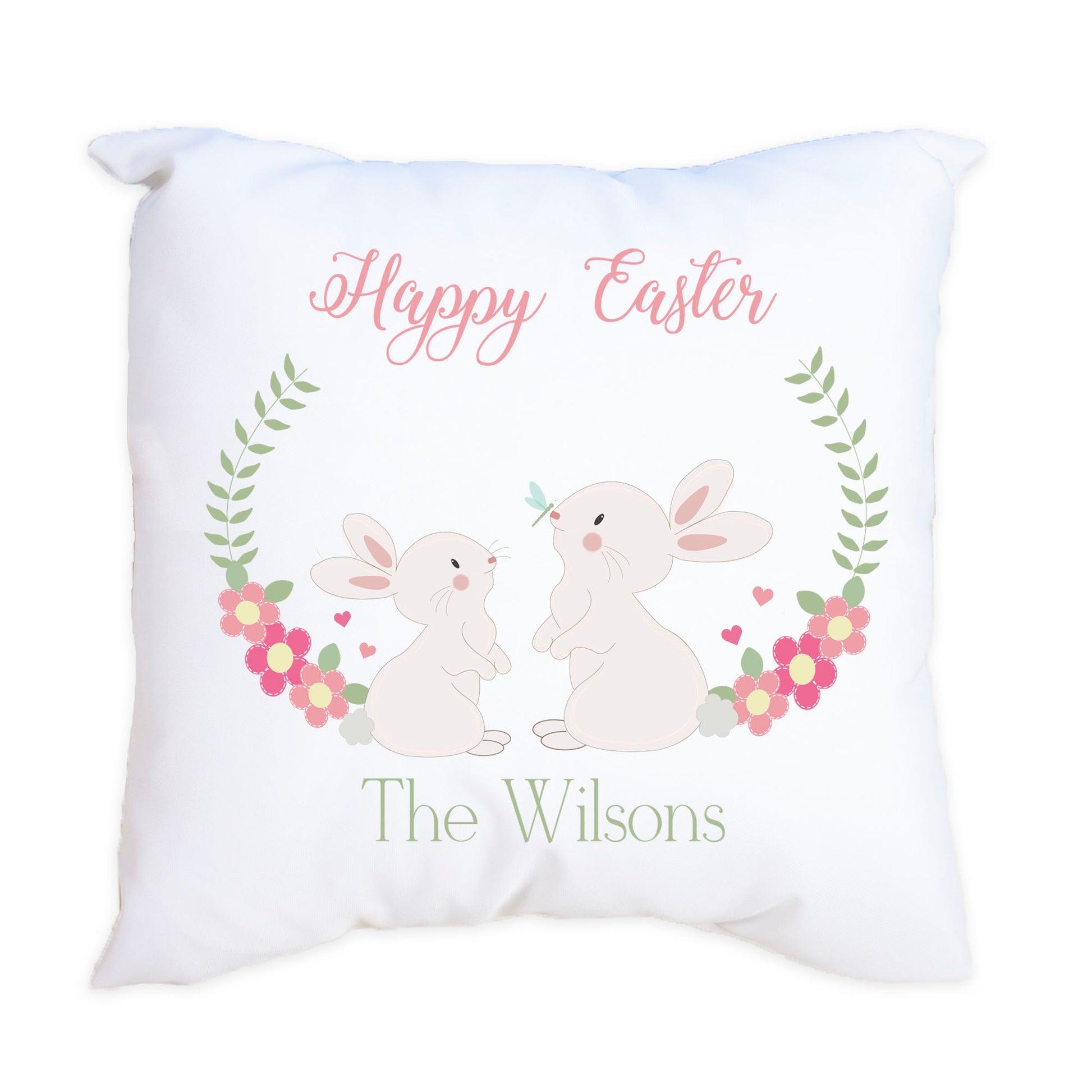 Personalized Floral Bunny Throw Pillowcase - MyBambino.com