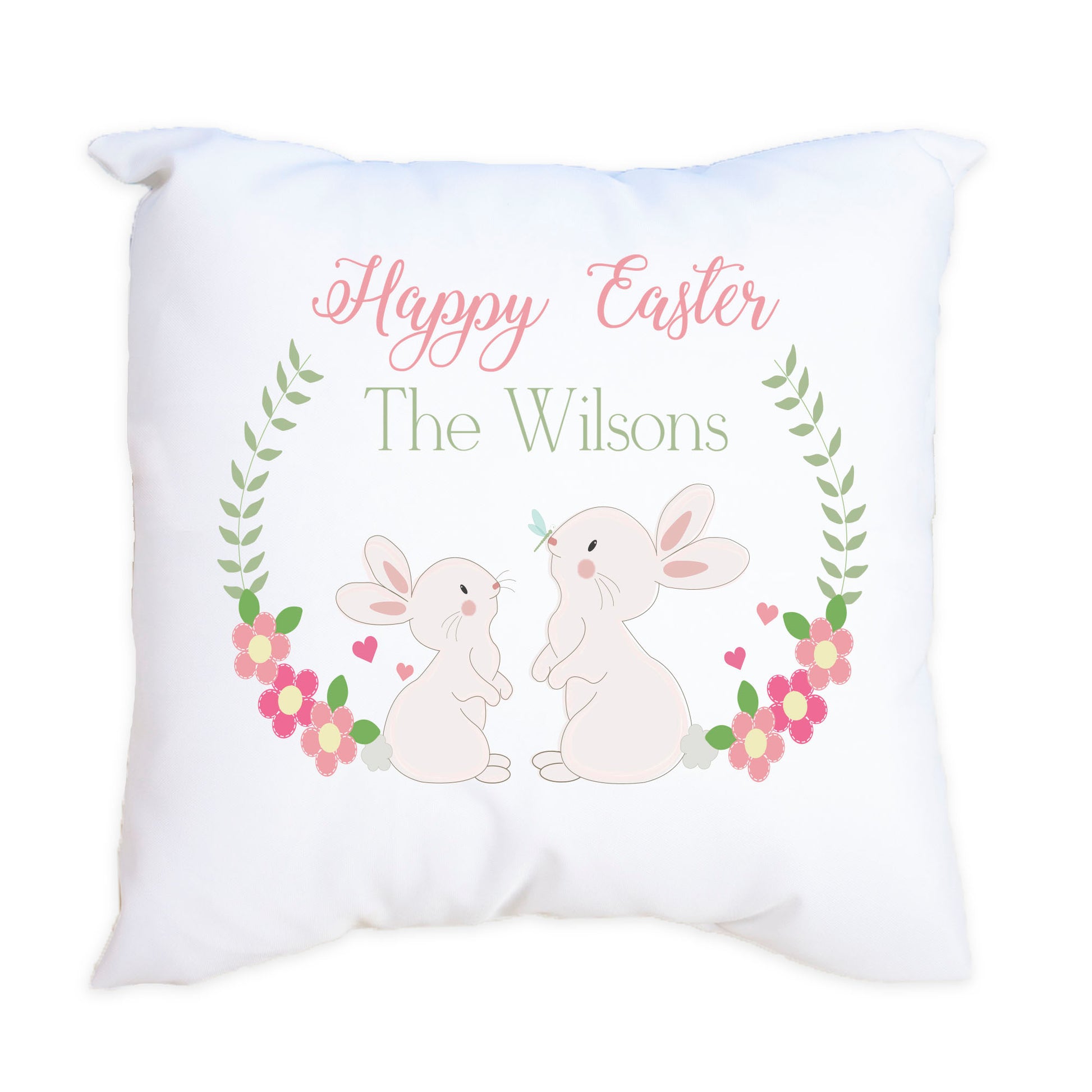 Personalized Floral Bunny Throw Pillowcase - MyBambino.com