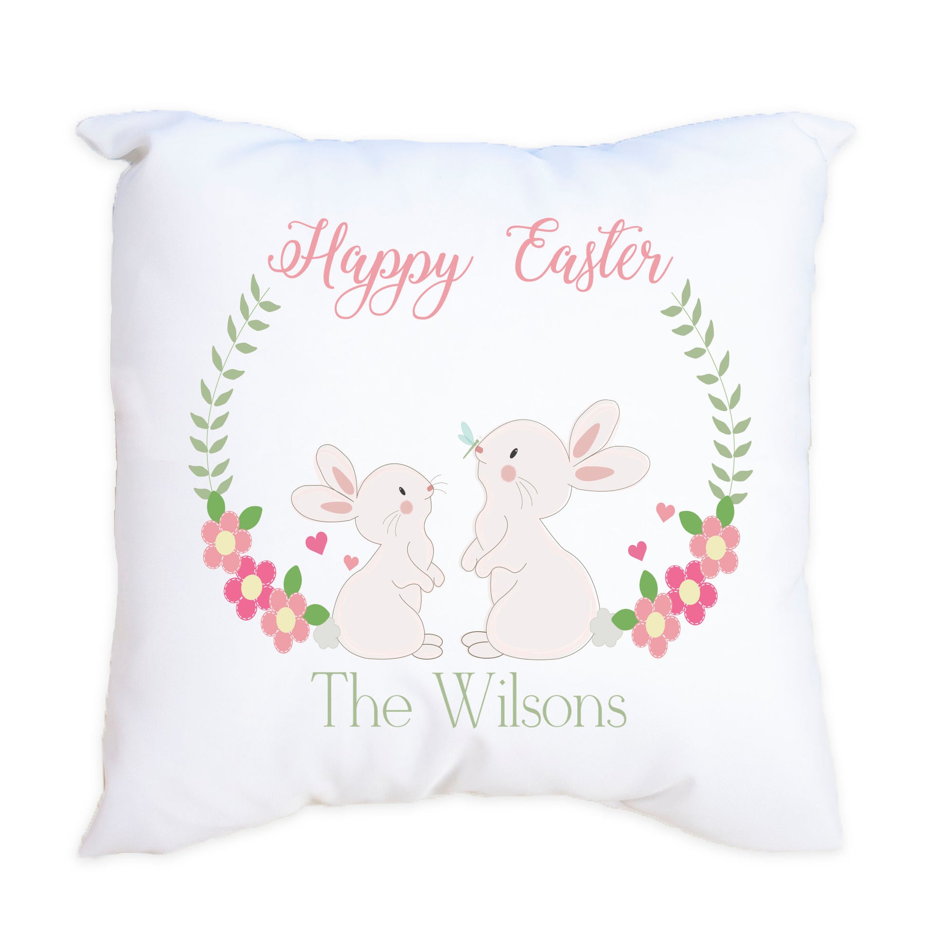 Personalized Floral Bunny Throw Pillowcase - MyBambino.com