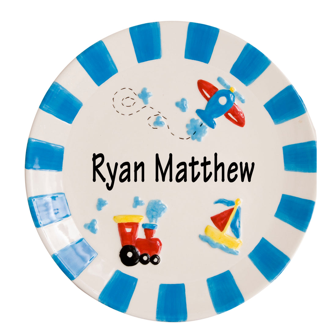 Personalized Boy's Ceramic Transportation Plate - MyBambino.com