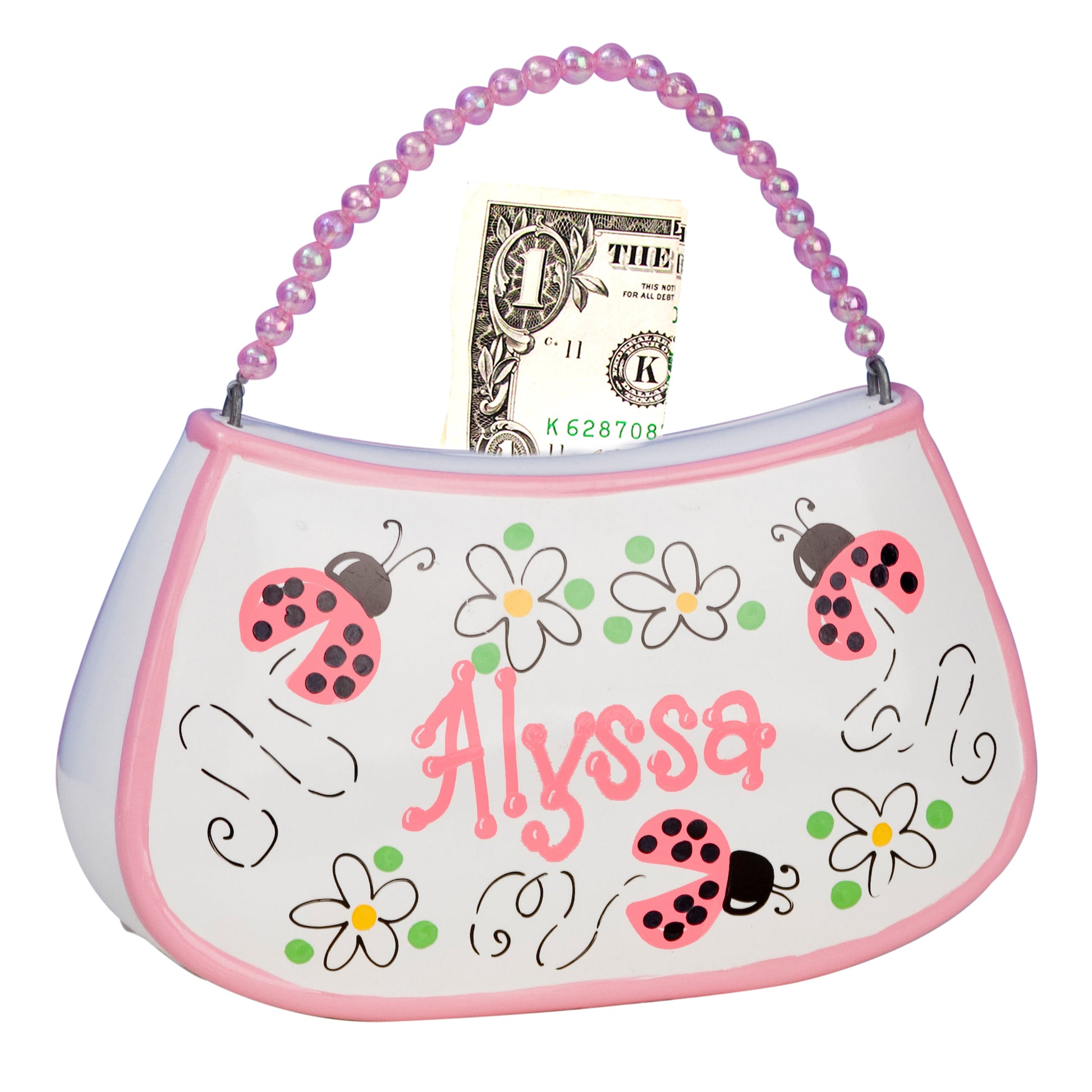 Hand Painted Ceramic Purse Bank - MyBambino.com