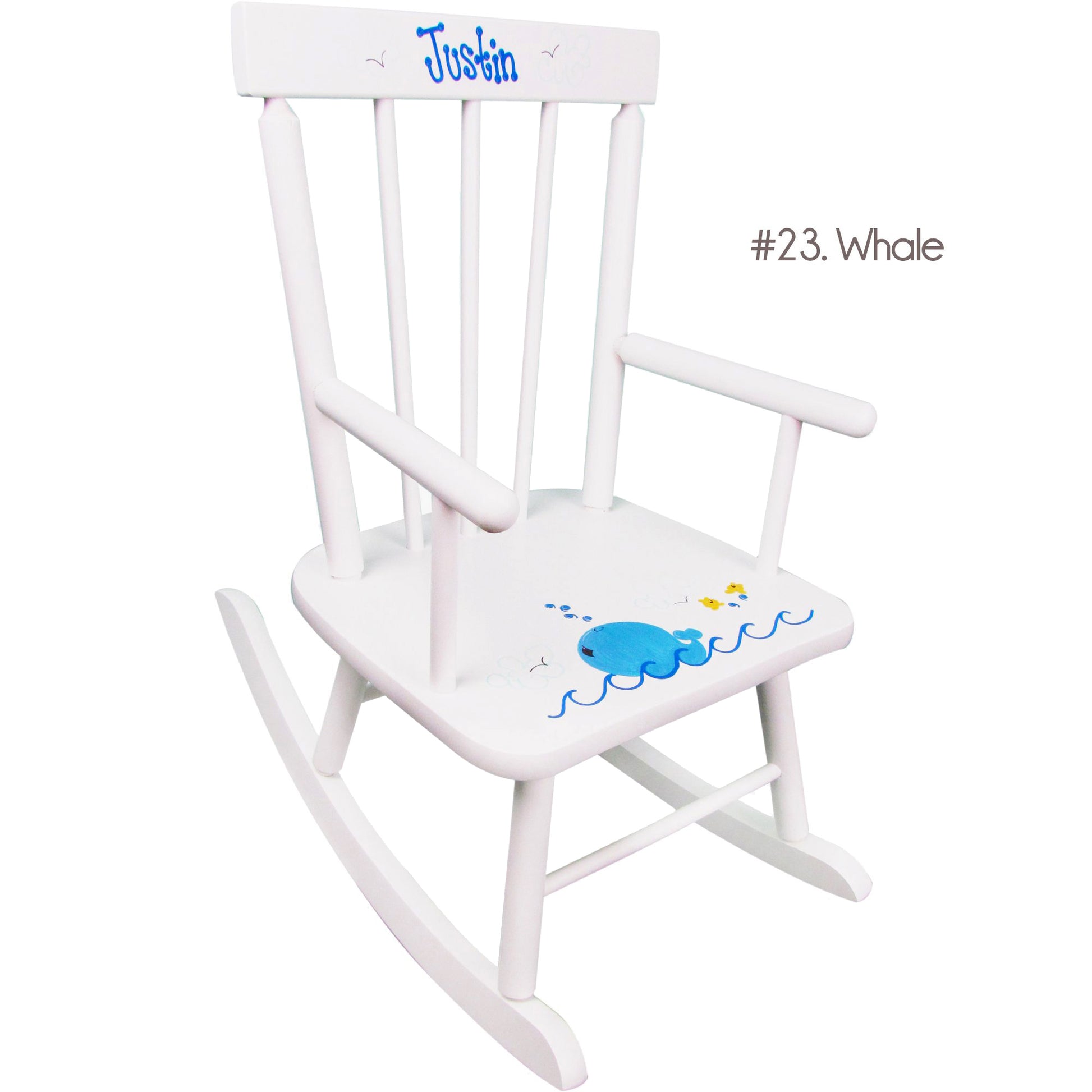 personalized white rocking chair