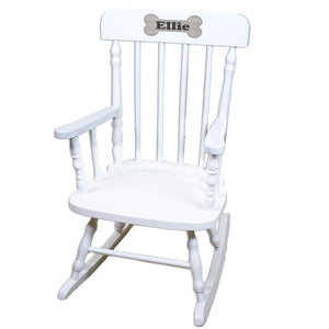White Spindle Rocking Chair - Wood Dog Bone