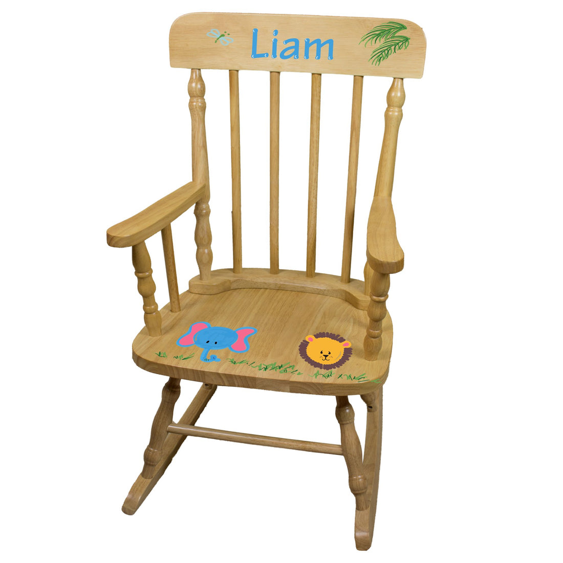 Hand Painted Natural Wood Spindle Rocking Chair - MyBambino.com