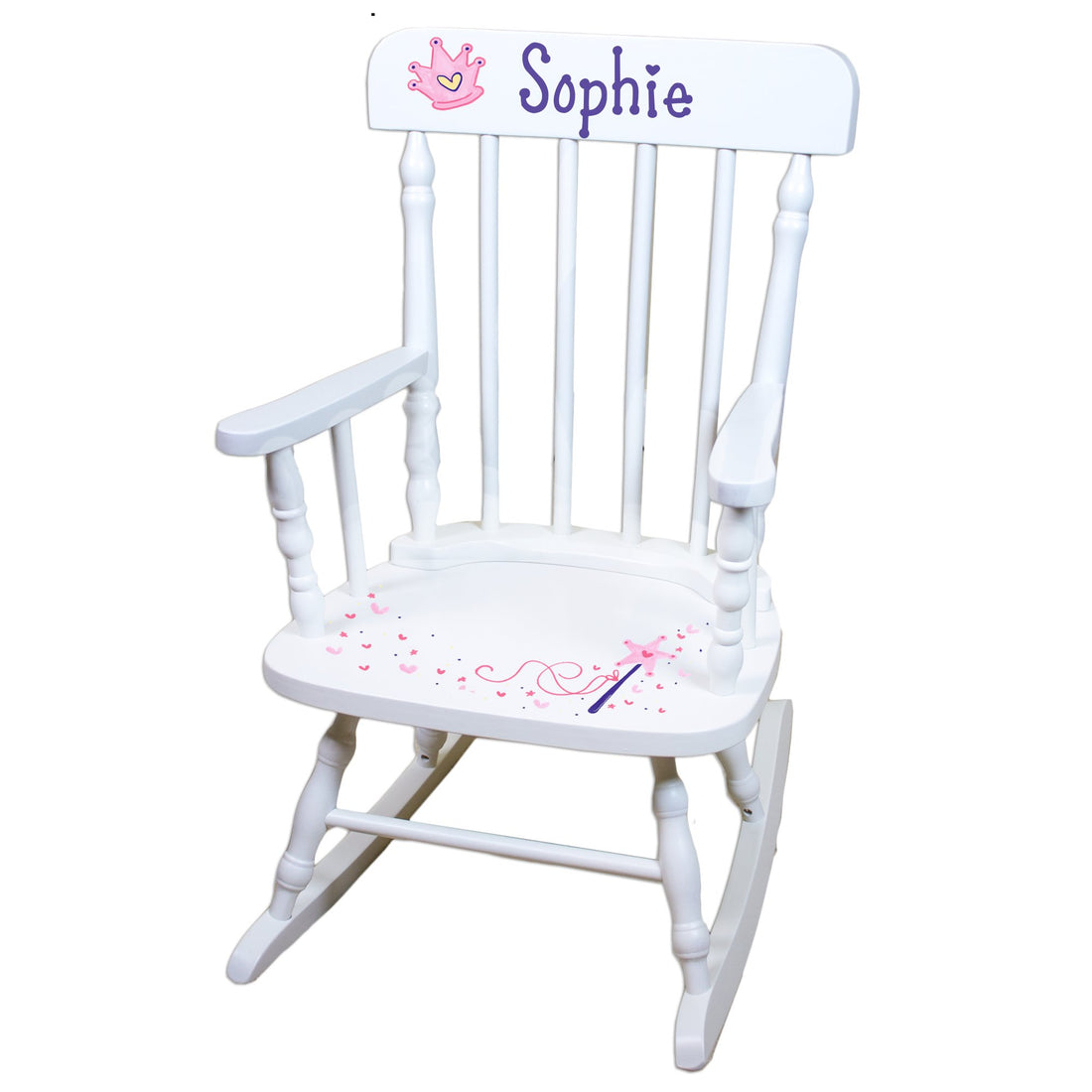 Hand Painted Spindal Rocker-White