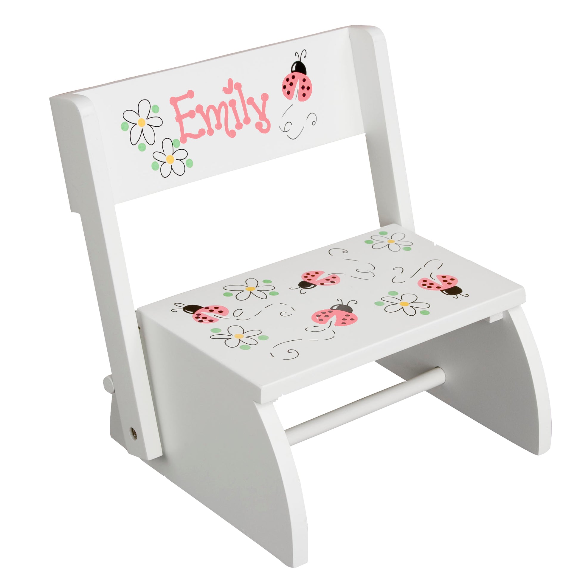 Hand Painted Kids White Flip Stool