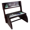 Personalized Child's Mountain Ski Espresso Flip Stool - MyBambino.com