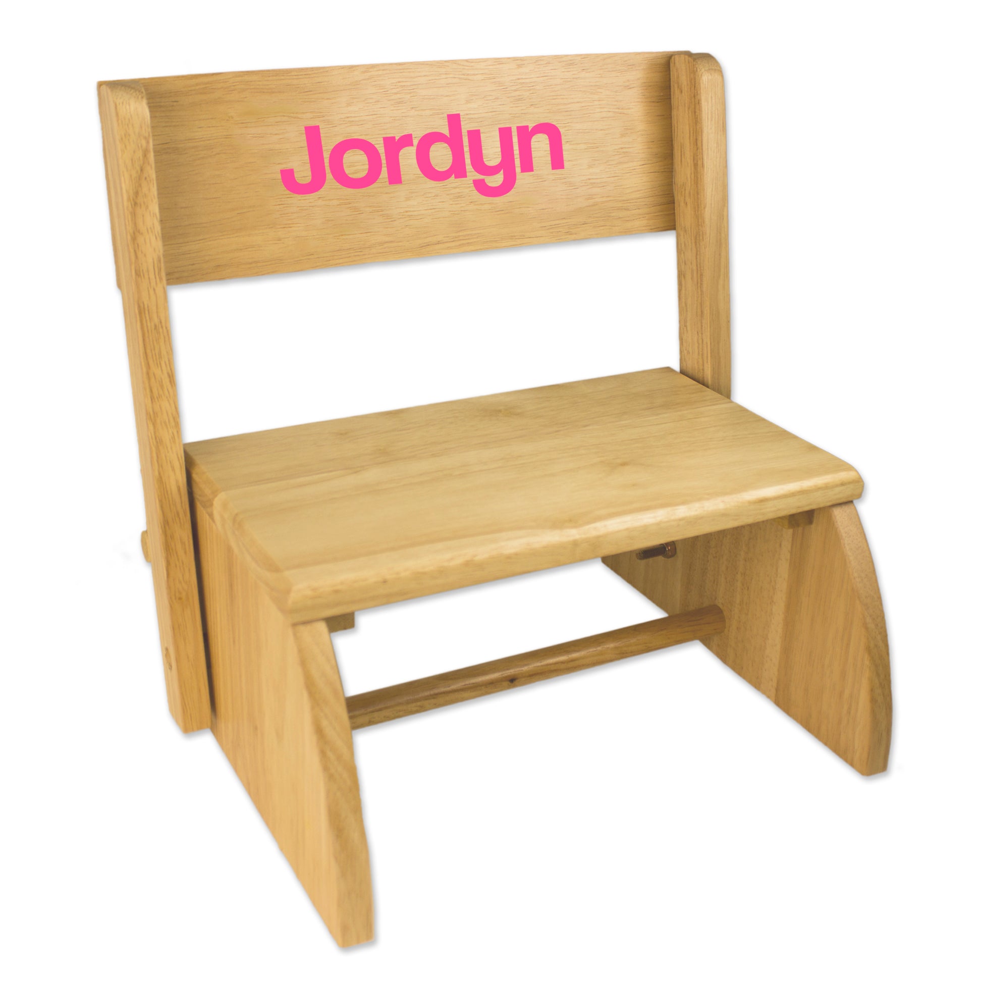 Child's Natural Flip Stool - Name Only - MyBambino.com