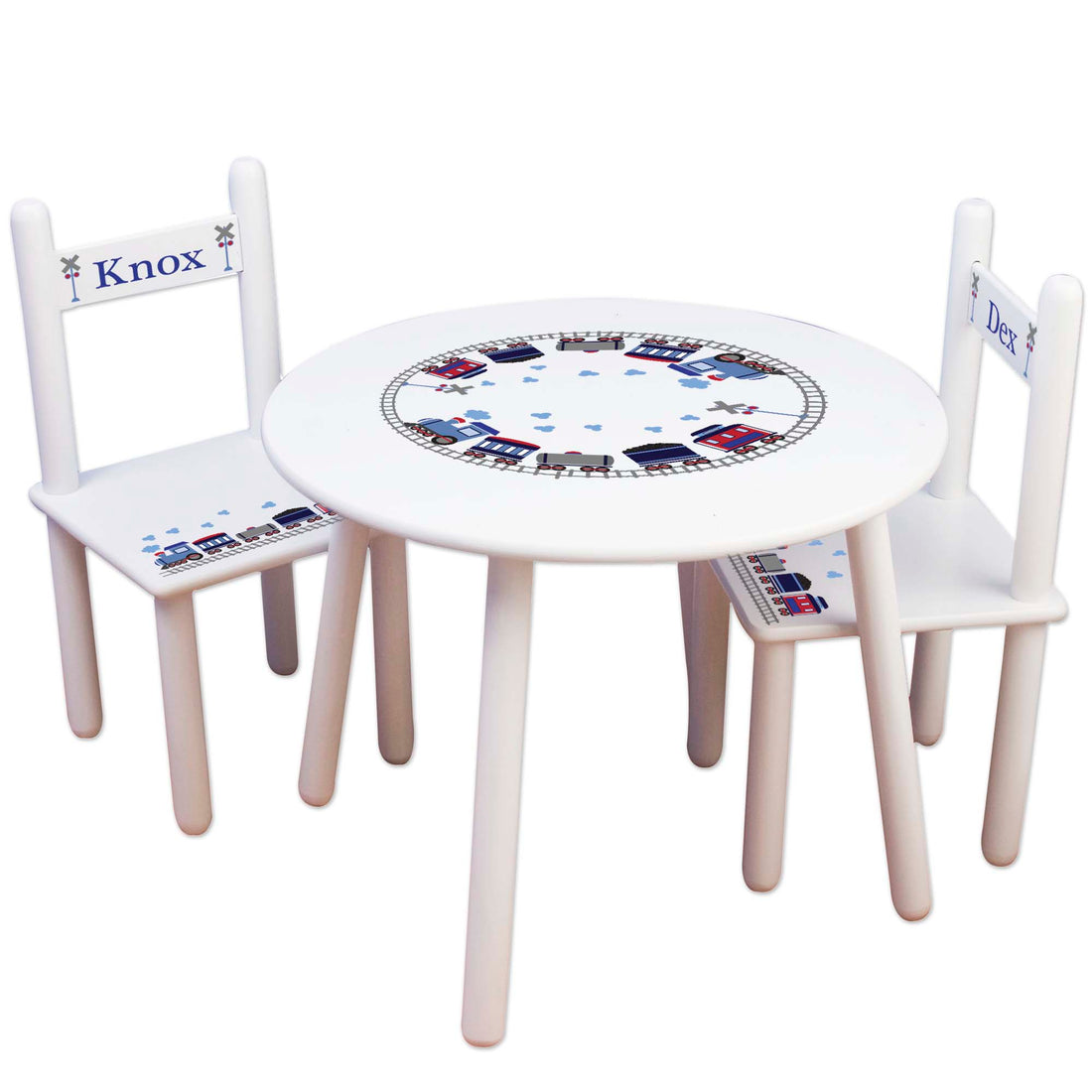 Children's White Table Chair Set - Train - MyBambino.com