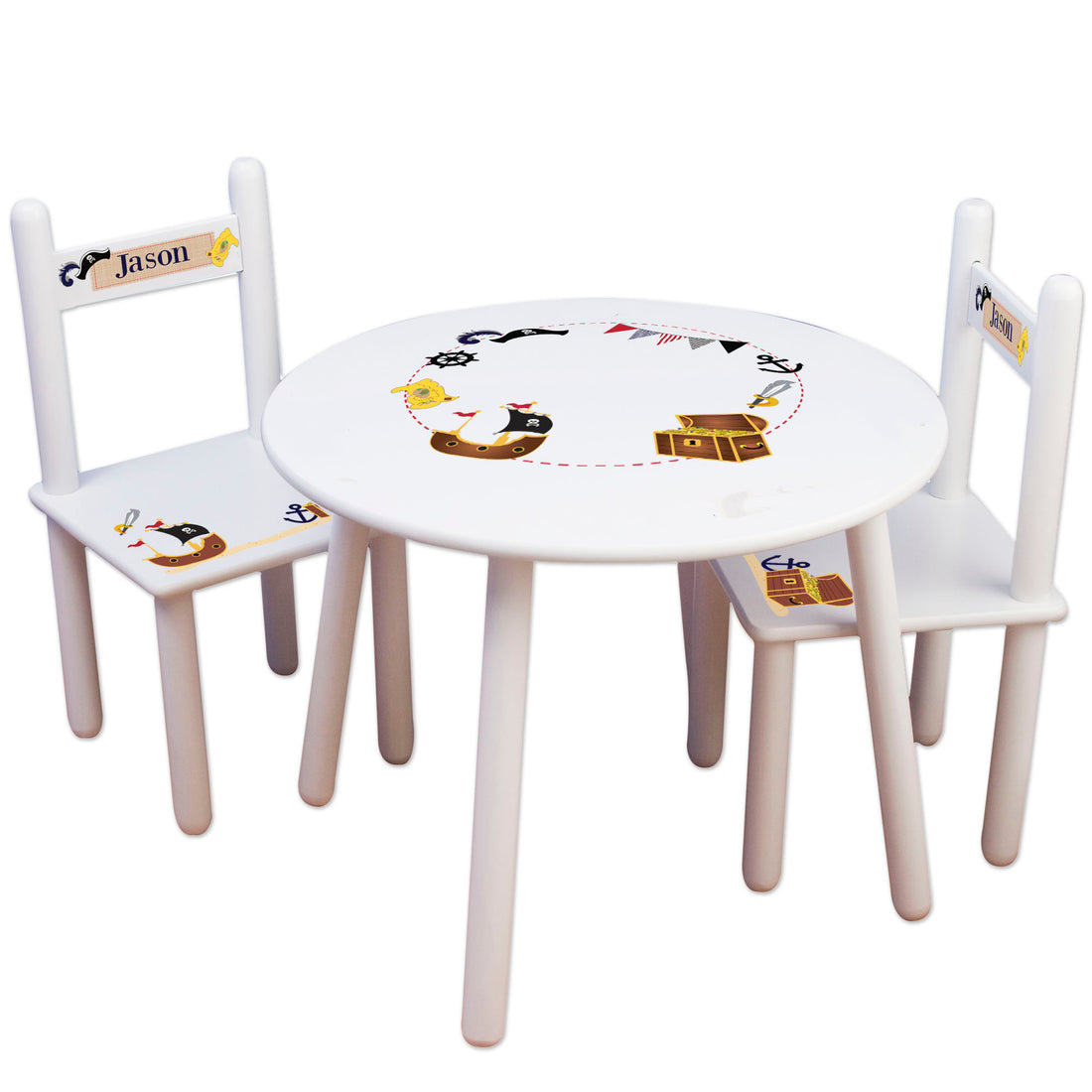 Children's White Table Chair Set - Pirate - MyBambino.com