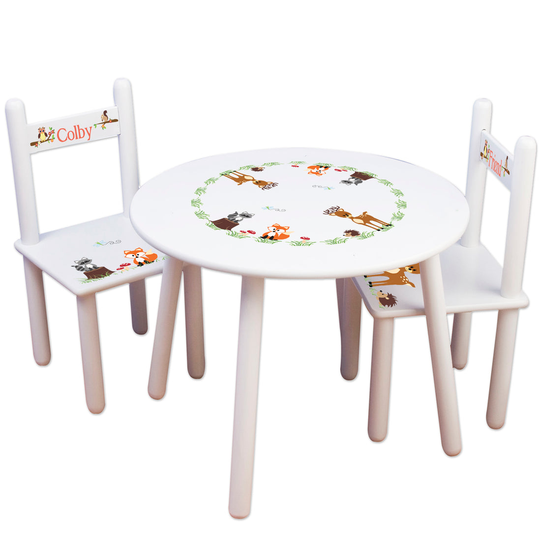 Children's White Table Chair Set - Woodland - MyBambino.com